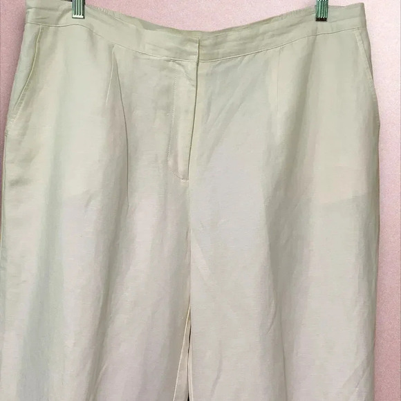 Ruby Rd Linen Blend Crop Straight Leg Pants Beaded Split Hem Plus Size 18W White - Picture 4 of 16